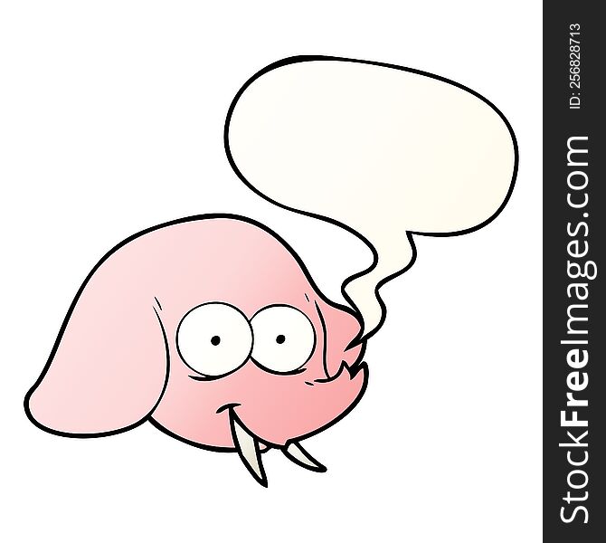 Cartoon Elephant Face And Speech Bubble In Smooth Gradient Style