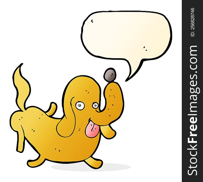 Cartoon Dog Sticking Out Tongue With Speech Bubble