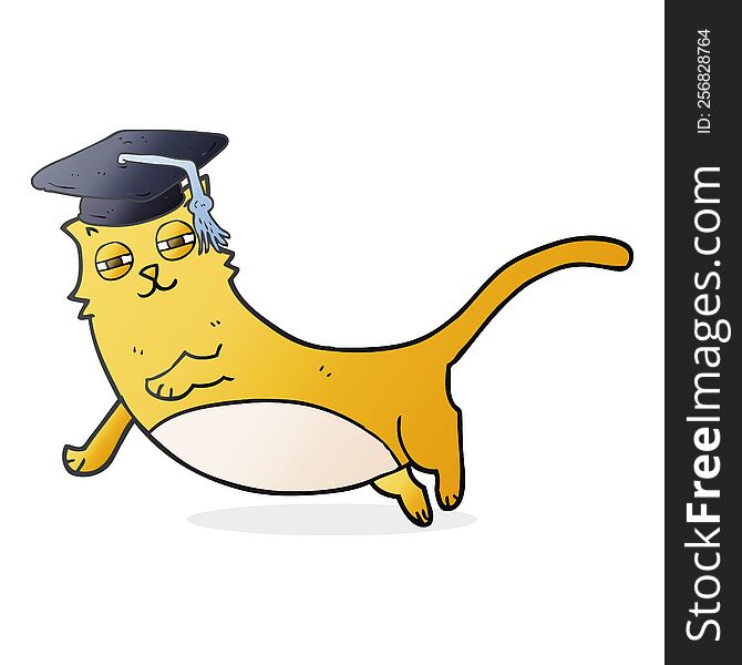 cartoon cat with graduate cap