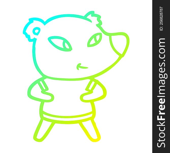 Cold Gradient Line Drawing Cute Cartoon Bear