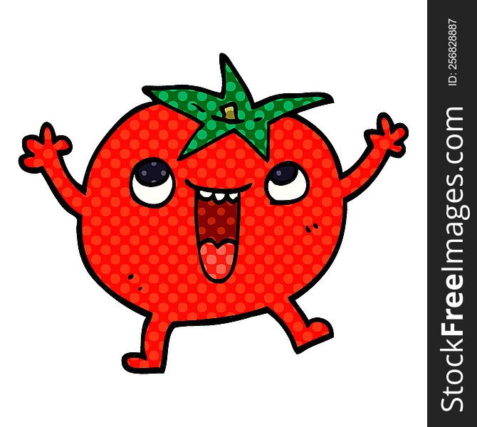 Cartoon Doodle Happy Tomato