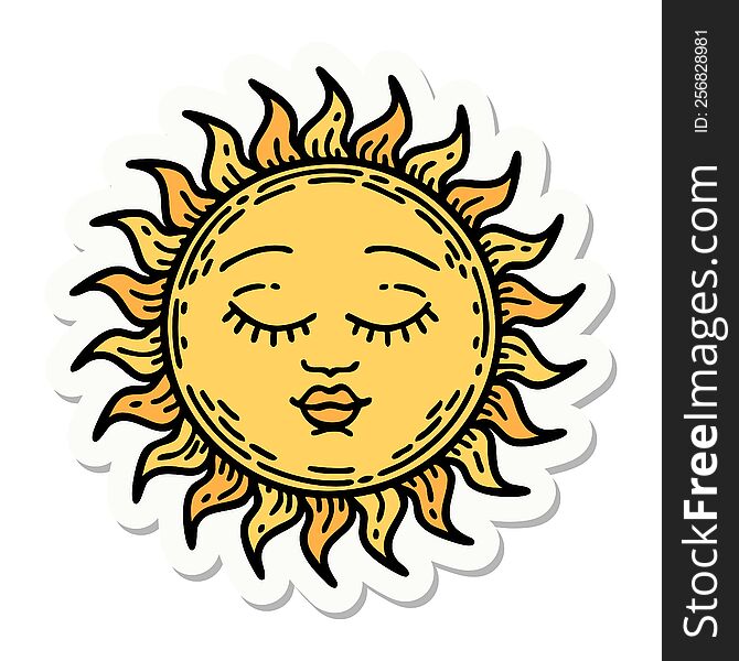 Tattoo Style Sticker Of A Sun