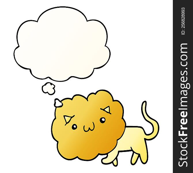 Cartoon Lion And Thought Bubble In Smooth Gradient Style
