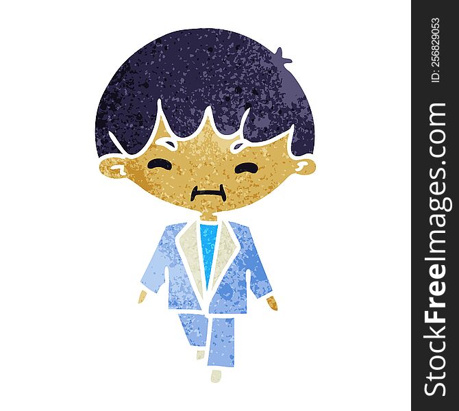 retro cartoon illustration kawaii cute boy in suit. retro cartoon illustration kawaii cute boy in suit