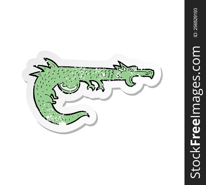 retro distressed sticker of a cartoon medieval dragon