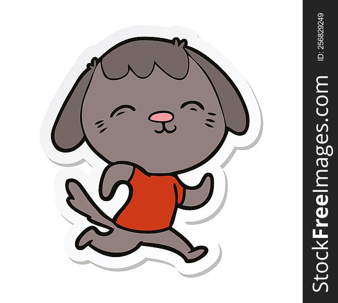 sticker of a happy cartoon dog running