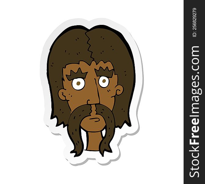 Sticker Of A Cartoon Man With Long Mustache