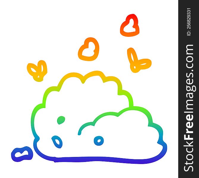 rainbow gradient line drawing of a cartoon dog poo