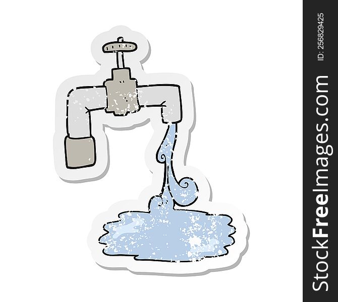 retro distressed sticker of a cartoon running faucet