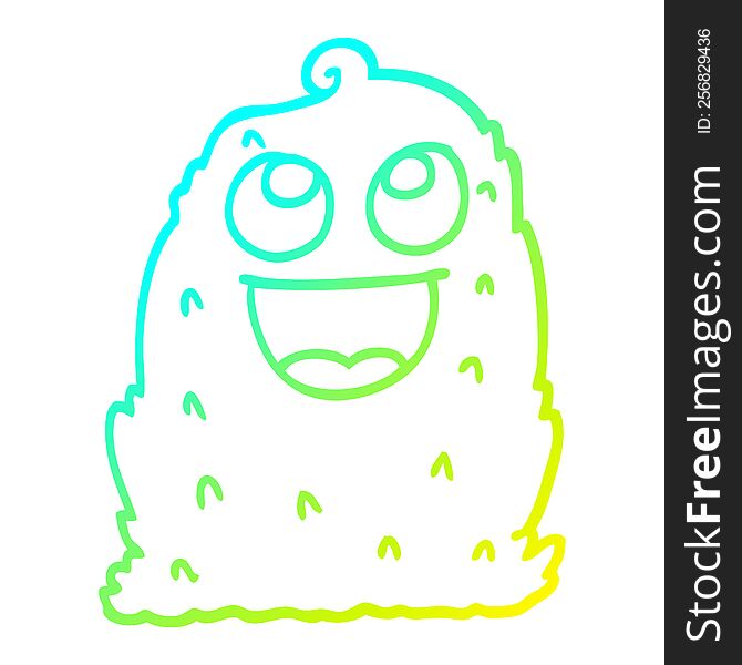 cold gradient line drawing of a cartoon lumpy ghost