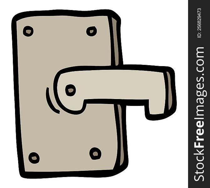 Hand Drawn Doodle Style Cartoon Metal Door Handle