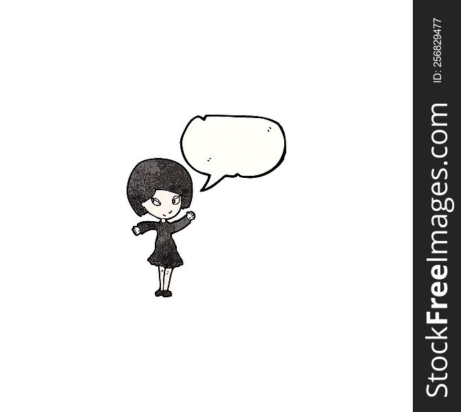 Cartoon Goth Girl With Speech Bubble