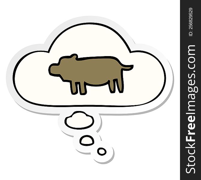 cartoon animal symbol with thought bubble as a printed sticker