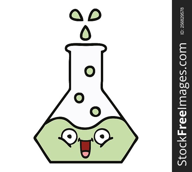 cute cartoon of a science beaker. cute cartoon of a science beaker