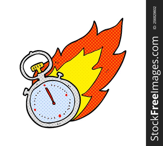 Cartoon Flaming Stop Watch