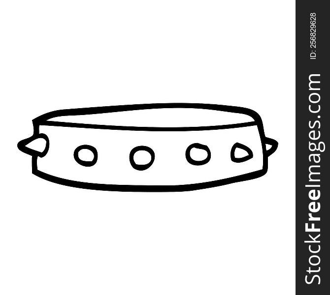 Line Drawing Cartoon Spiked Dog Collar