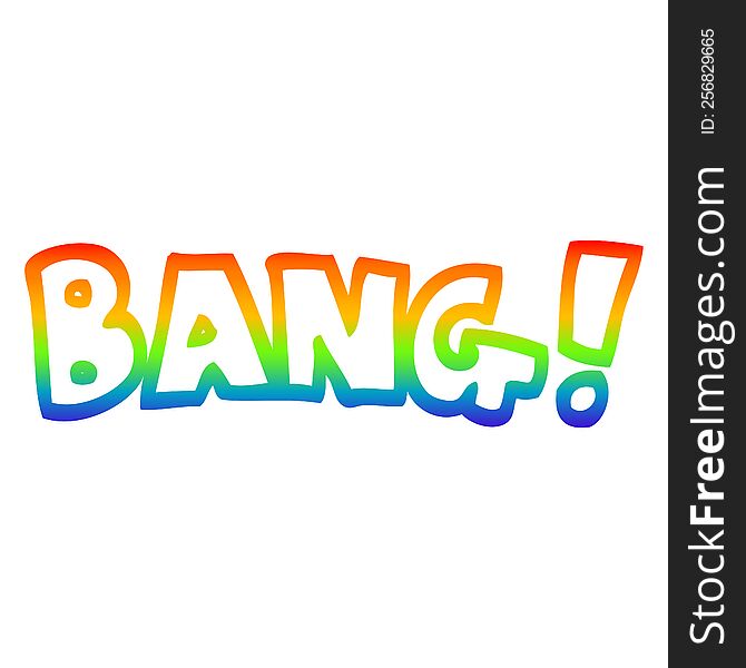 rainbow gradient line drawing of a cartoon word bang