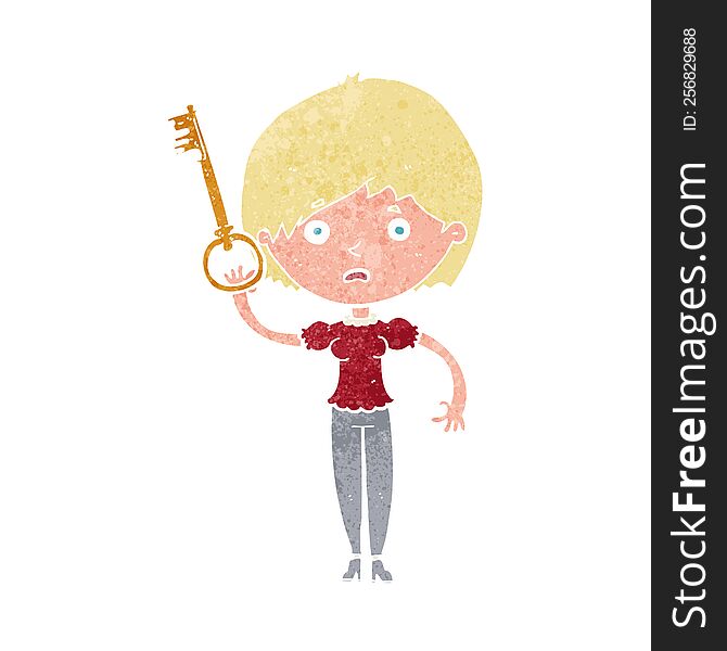 Cartoon Woman With Key