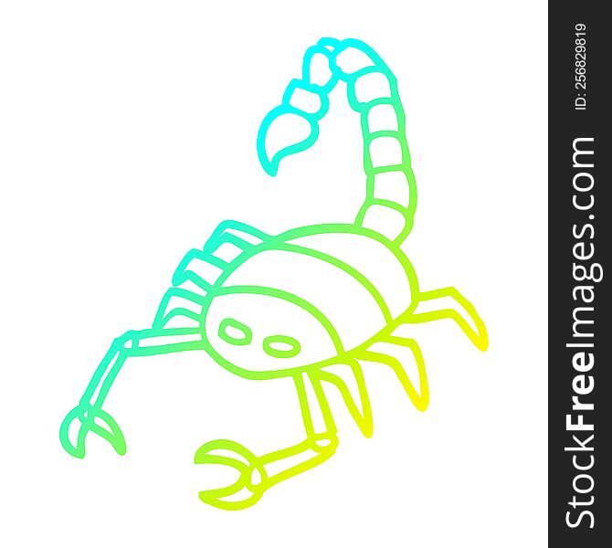 cold gradient line drawing of a cartoon scorpion