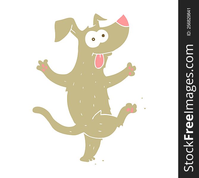 Flat Color Illustration Of A Cartoon Dancing Dog