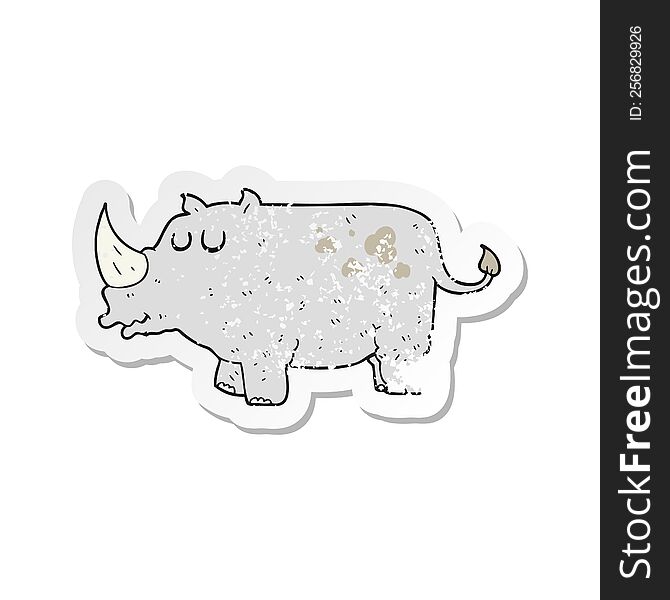 retro distressed sticker of a cartoon rhino