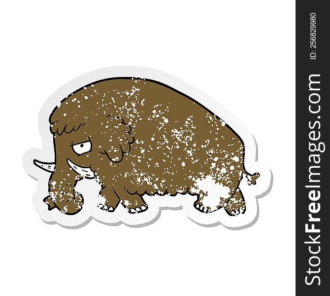 distressed sticker of a cartoon mammoth