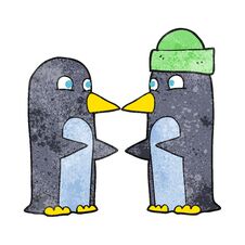 Textured Cartoon Penguins Royalty Free Stock Image