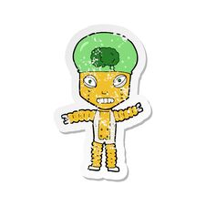 Free Retro Distressed Sticker Of A Cartoon Future Robot Stock Photography - 256836082