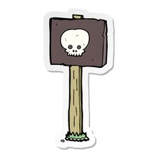 Sticker Of A Cartoon Spooky Skull Signpost Royalty Free Stock Image