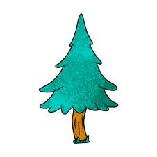 Textured Cartoon Doodle Of Woodland Pine Trees Royalty Free Stock Image