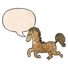 Cartoon Horse Running And Speech Bubble In Retro Texture Style Royalty Free Stock Images
