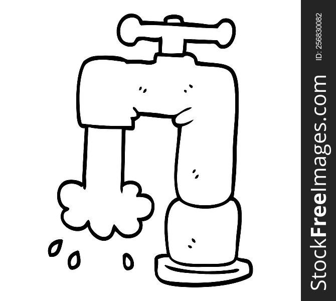 line drawing cartoon pouring faucet