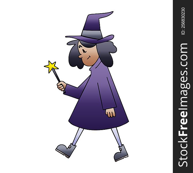 quirky gradient shaded cartoon witch