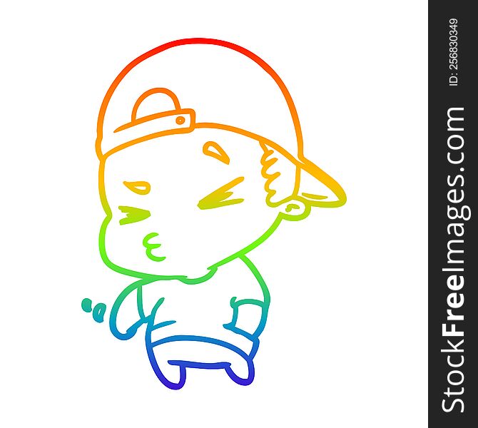 rainbow gradient line drawing of a cool kid