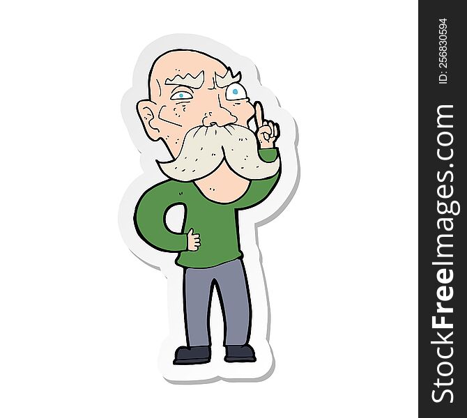 sticker of a cartoon annoyed old man