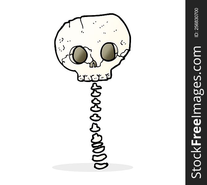 cartoon spooky skull and spine