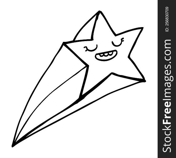 Line Drawing Cartoon Shooting Star