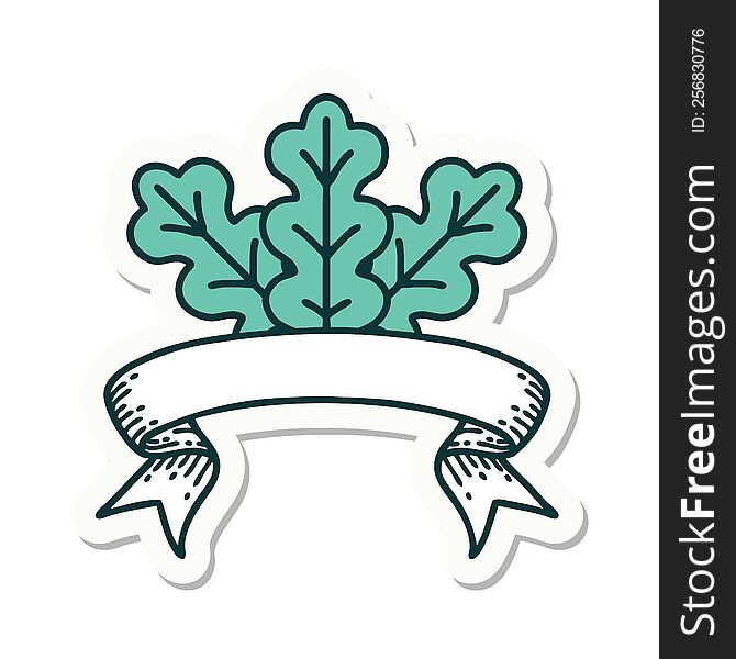 Tattoo Sticker With Banner Of A Leaf