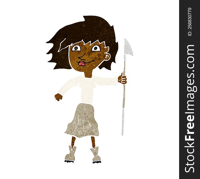 cartoon woman with spear
