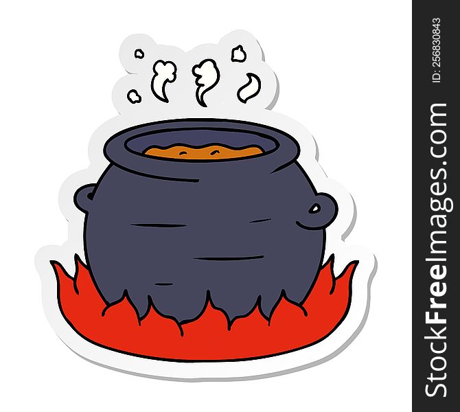 Sticker Cartoon Doodle Of A Pot Of Stew