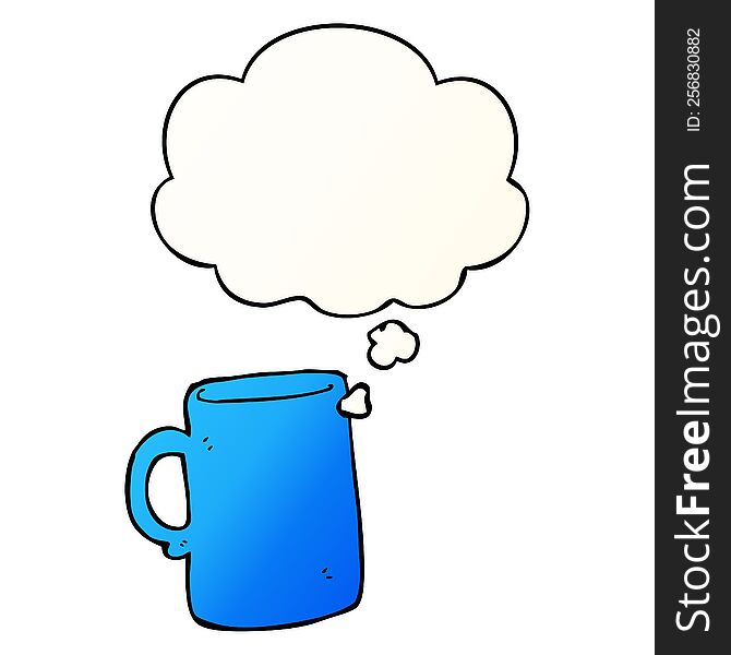 cartoon mug with thought bubble in smooth gradient style