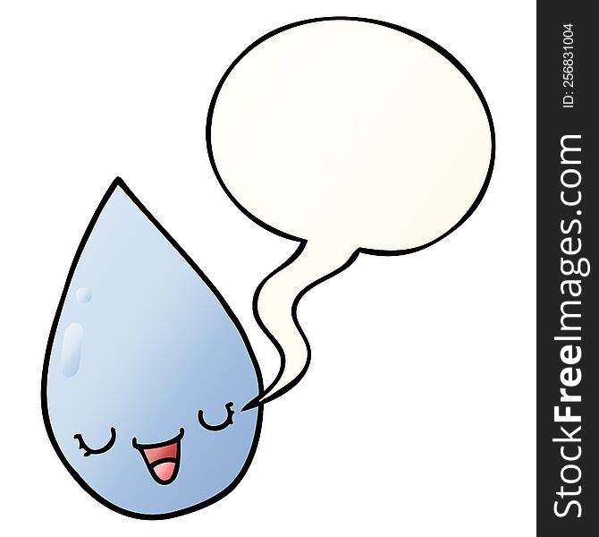Cartoon Raindrop And Speech Bubble In Smooth Gradient Style