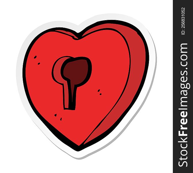 sticker of a cartoon heart with keyhole