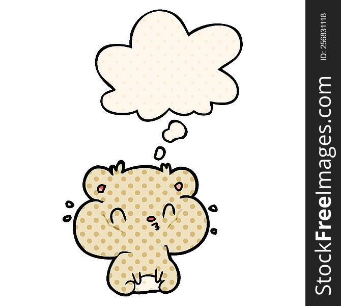 Cartoon Hamster And Thought Bubble In Comic Book Style