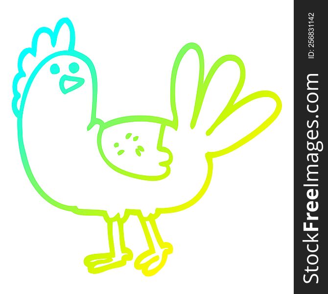 Cold Gradient Line Drawing Cartoon Chicken