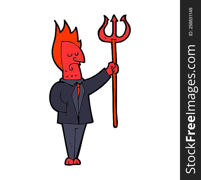 cartoon devil with pitchfork