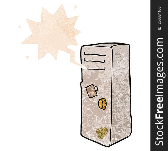 cartoon locker and speech bubble in retro textured style