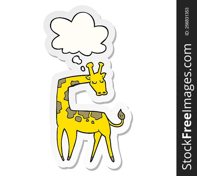 Cartoon Giraffe And Thought Bubble As A Printed Sticker
