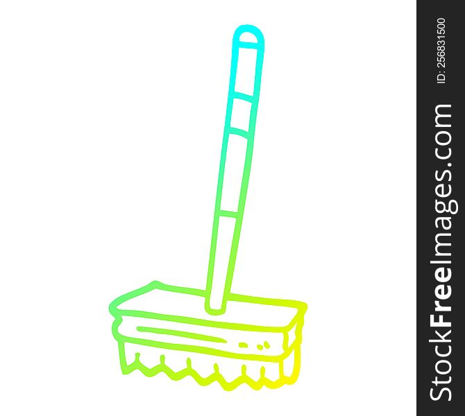 cold gradient line drawing of a cartoon sweeping brush