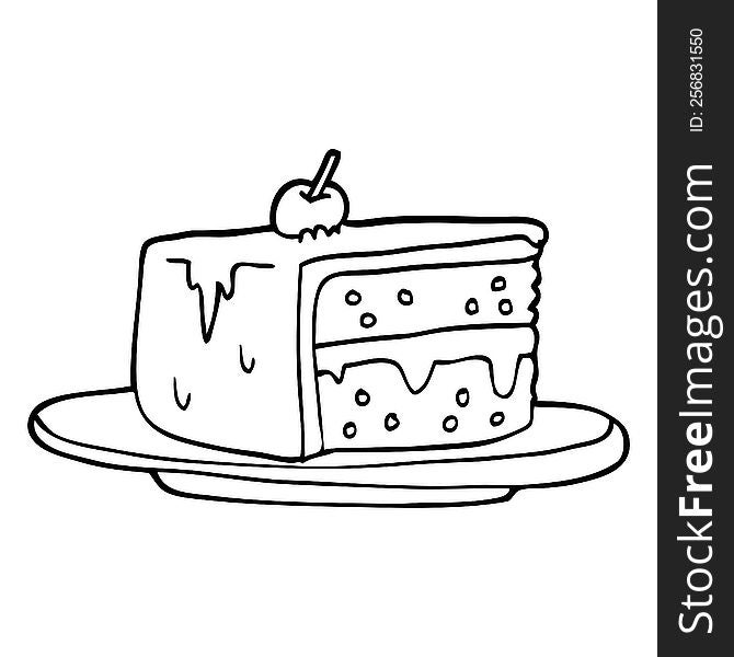 Line Drawing Cartoon Slice Of Cake